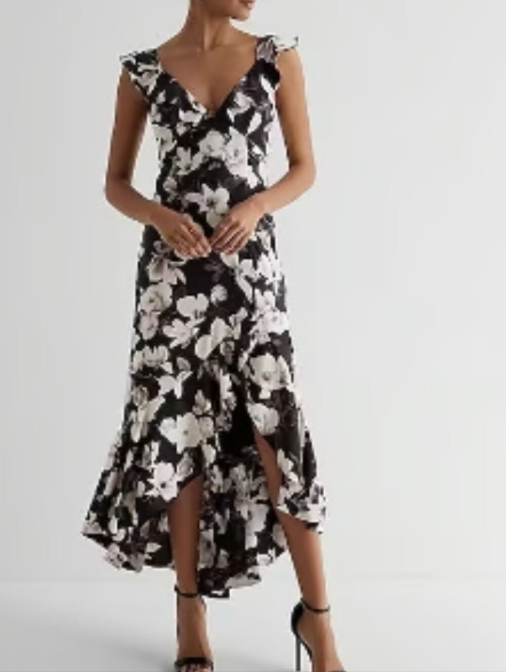 Express Romantic Mermaid Style Satin Dress High Low Ruffle Hem Size 2